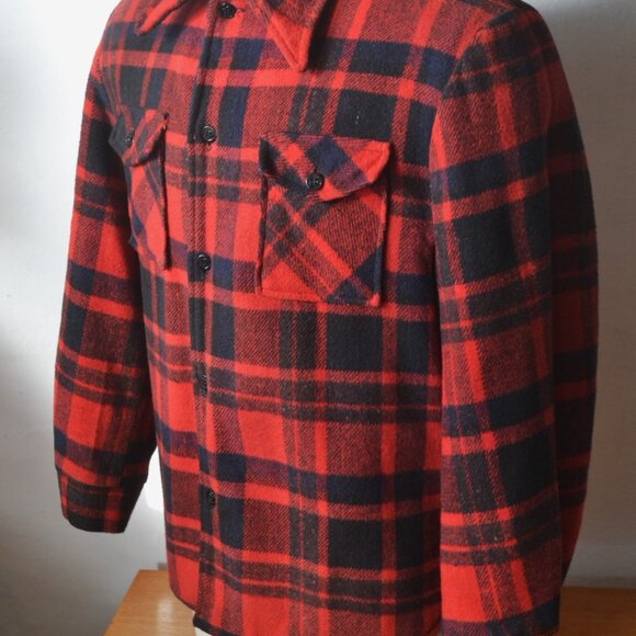 Wool CPO Jacket/ Plaid Shirt Jacket/ Man Made Fur Lining/ Vintage Hunting Jacket - Picture 3 of 10